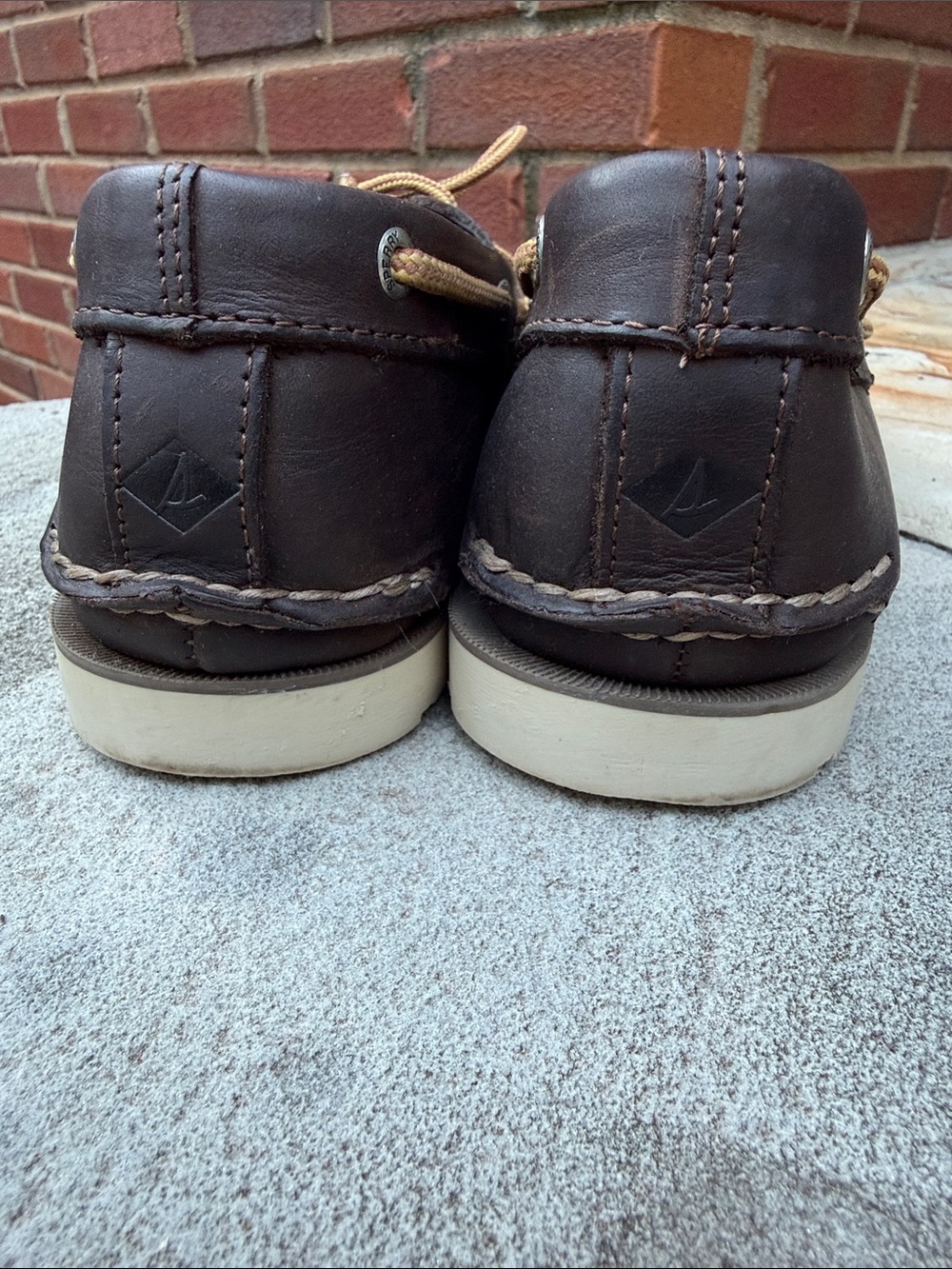 Sperry Dark Brown Leather 2-Eye Boat Shoes with Tan Laces - Picture 7 of 8